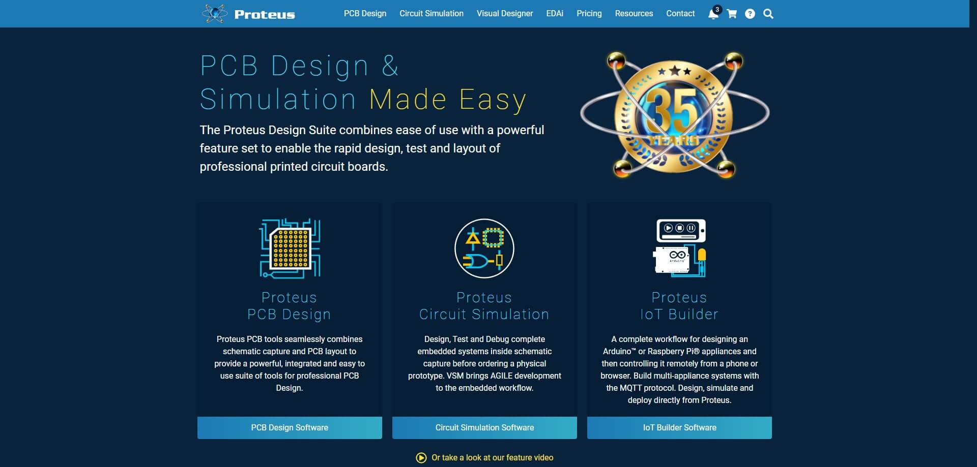 Screenshot of the Proteus official website homepage