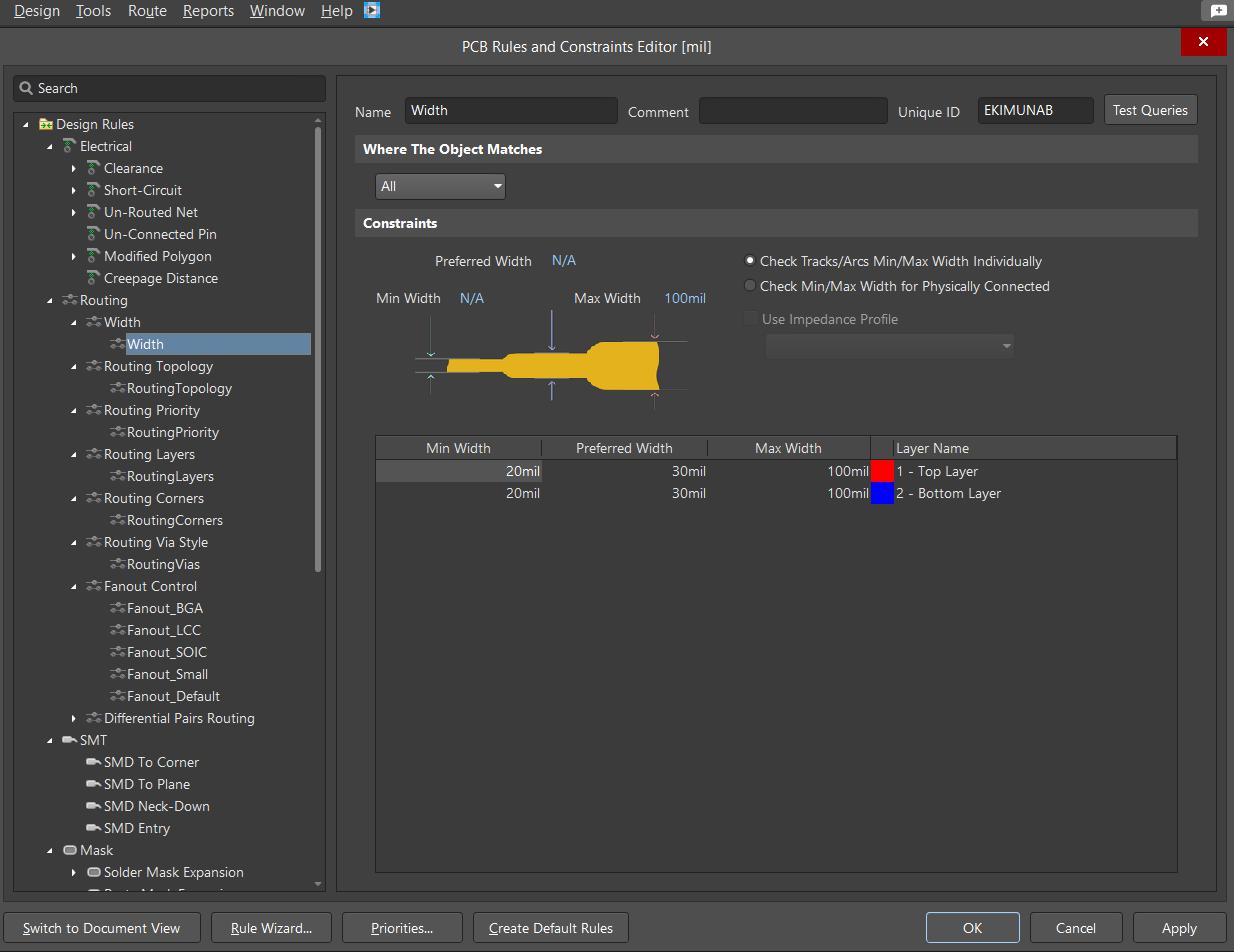 Definición de reglas de diseño en Altium