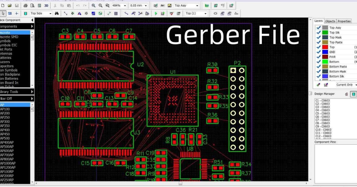 La interfaz para crear archivos Gerber en el software