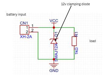 Diodo de limitación de +12V ejemplo