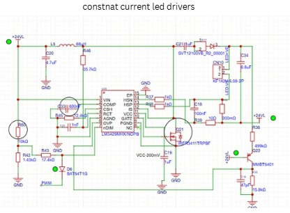 Diseñar un controlador LED de corriente constante en el esquema de la PCB