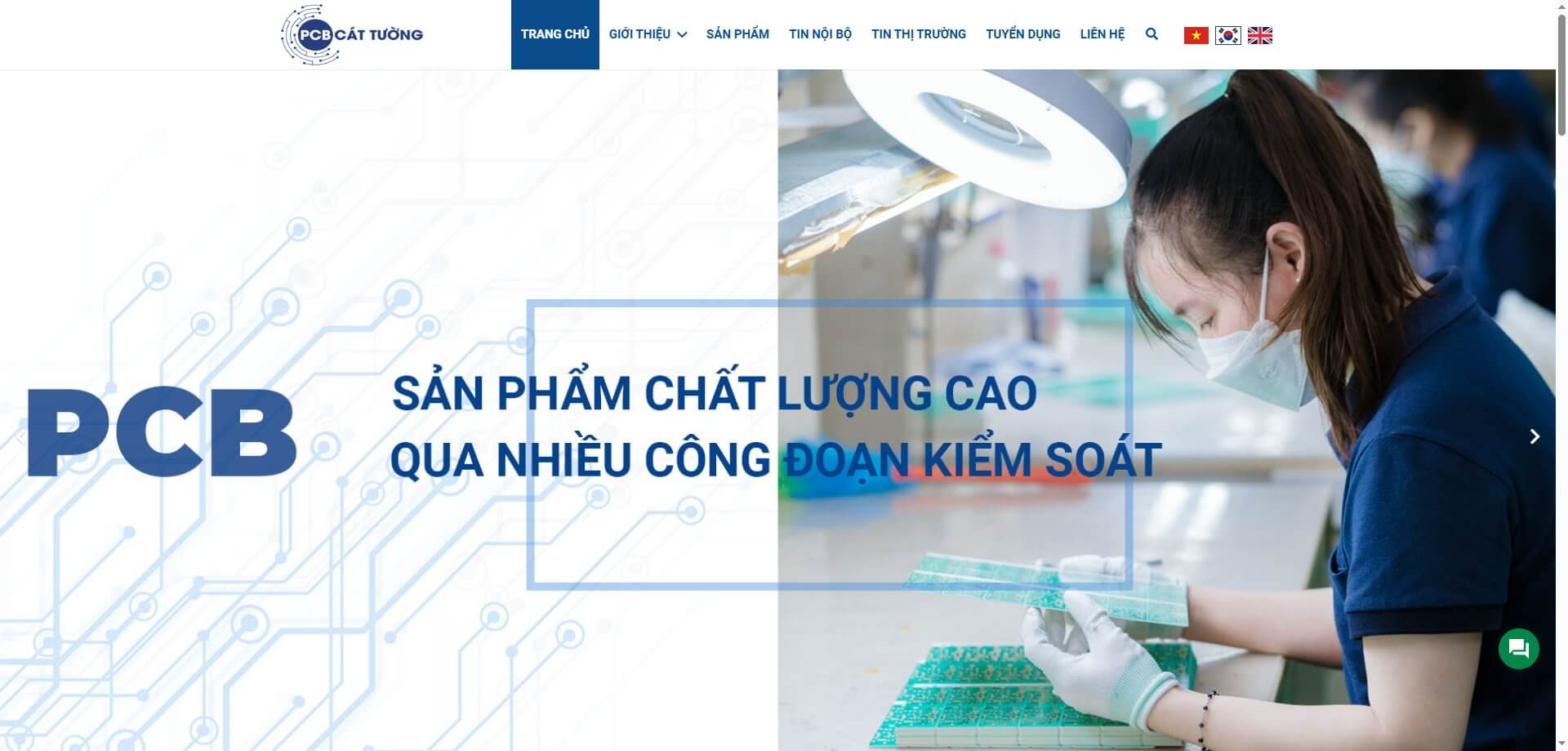 Una captura de pantalla de la página principal de Cat Tuong