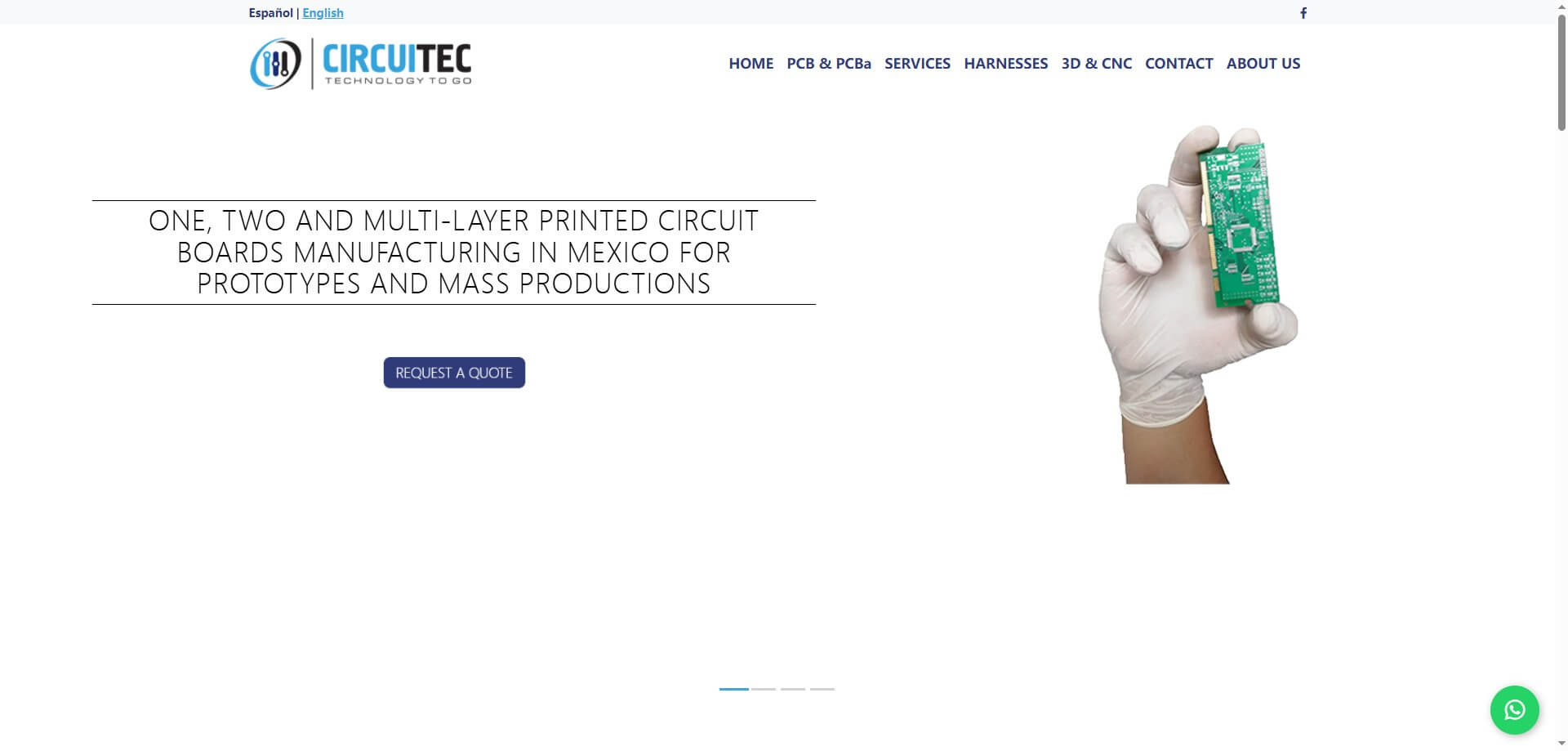 Captura de pantalla de la página de inicio oficial de Circuitec
