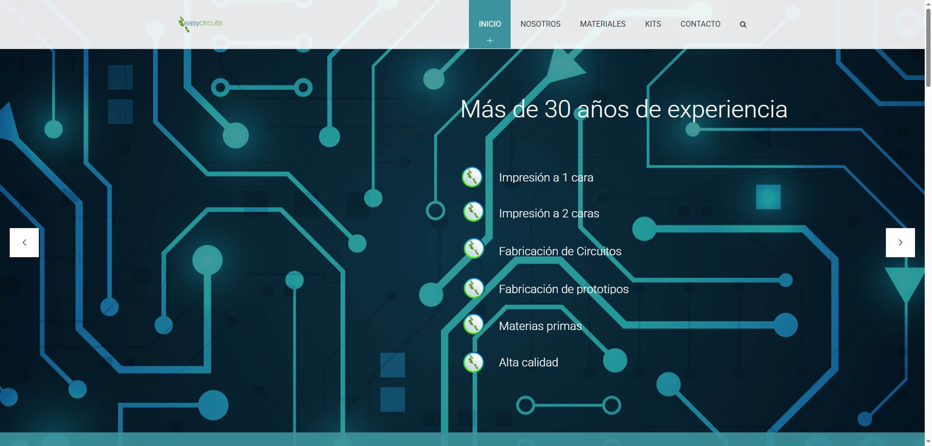 Captura de pantalla de la página de inicio oficial de Easy Circuits