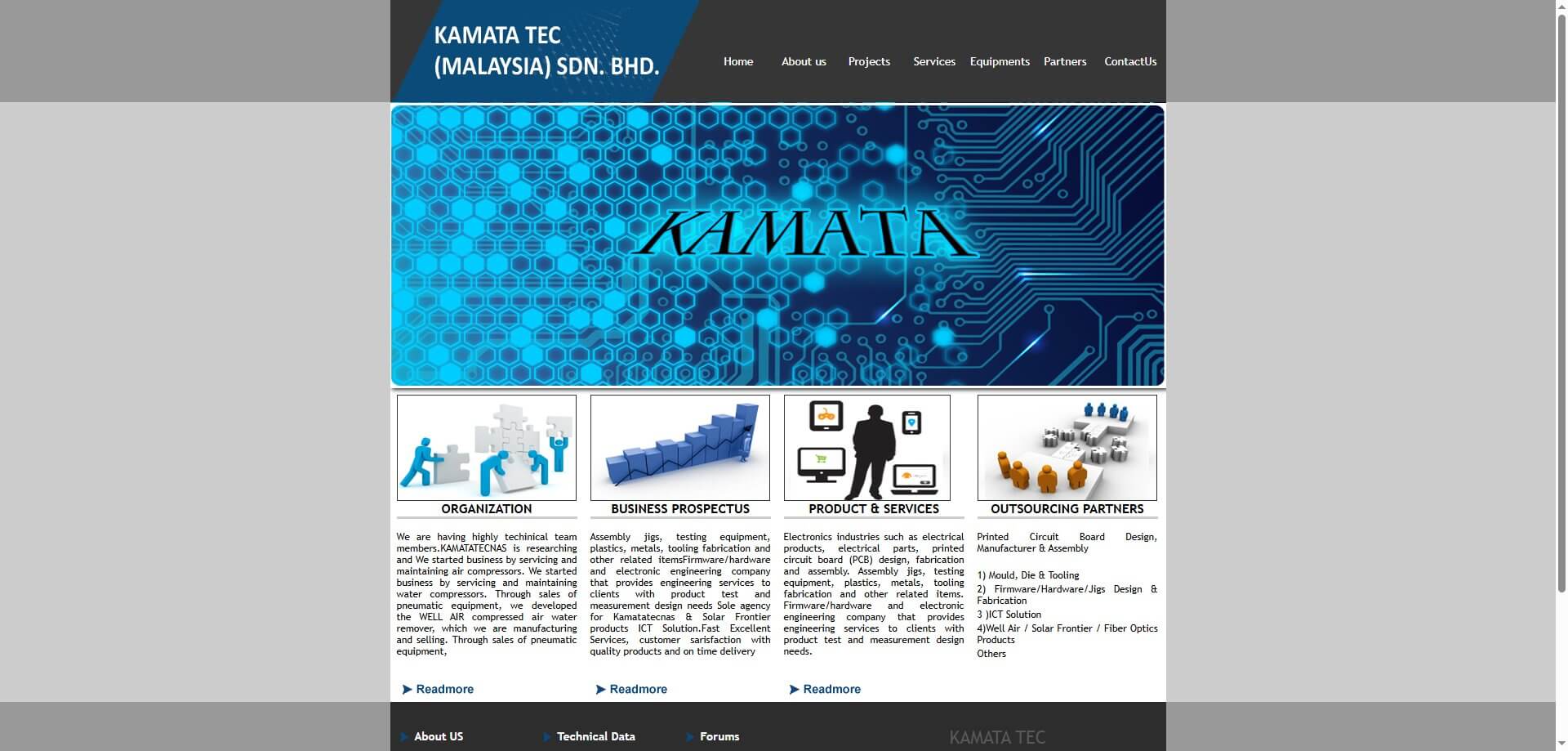 Screenshot of the Kamata Tec Official Website Homepage