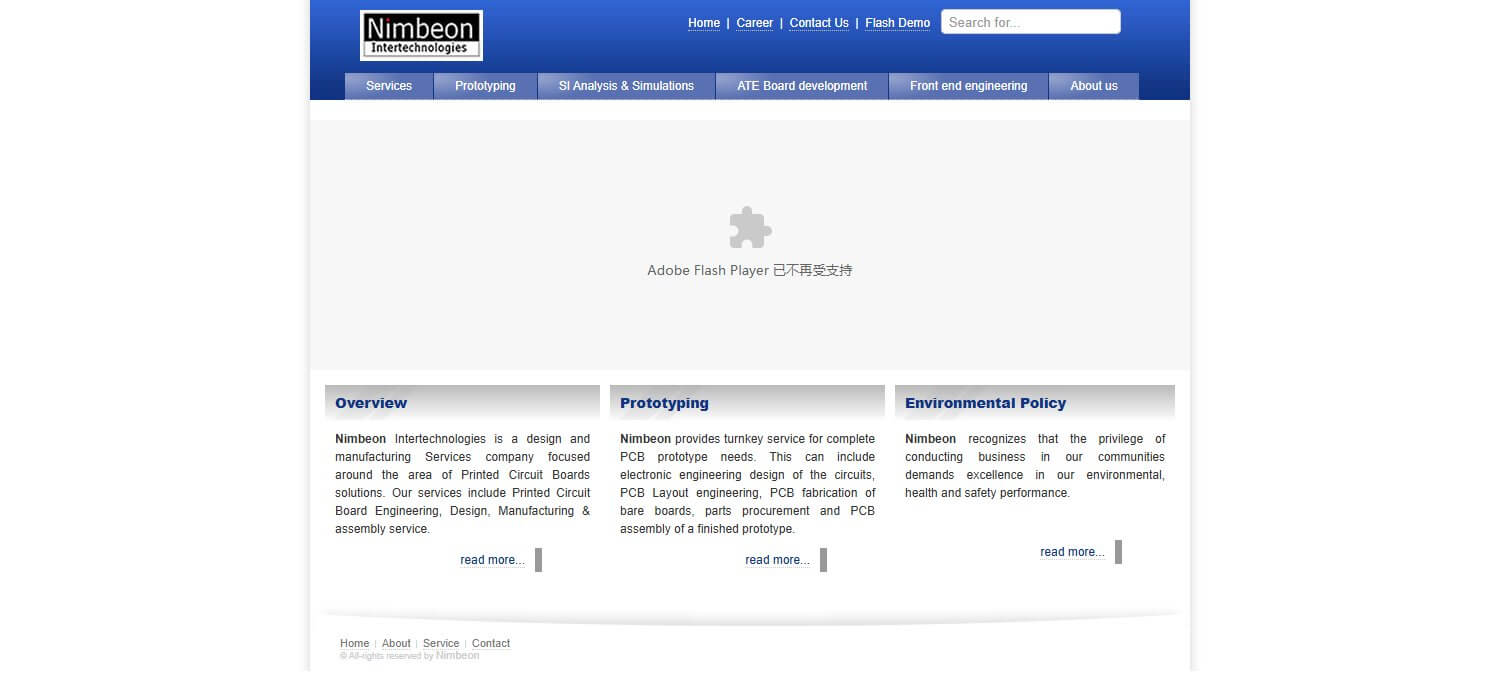 Screenshot of the Nimbeon Intertechnologies Official Website Homepage