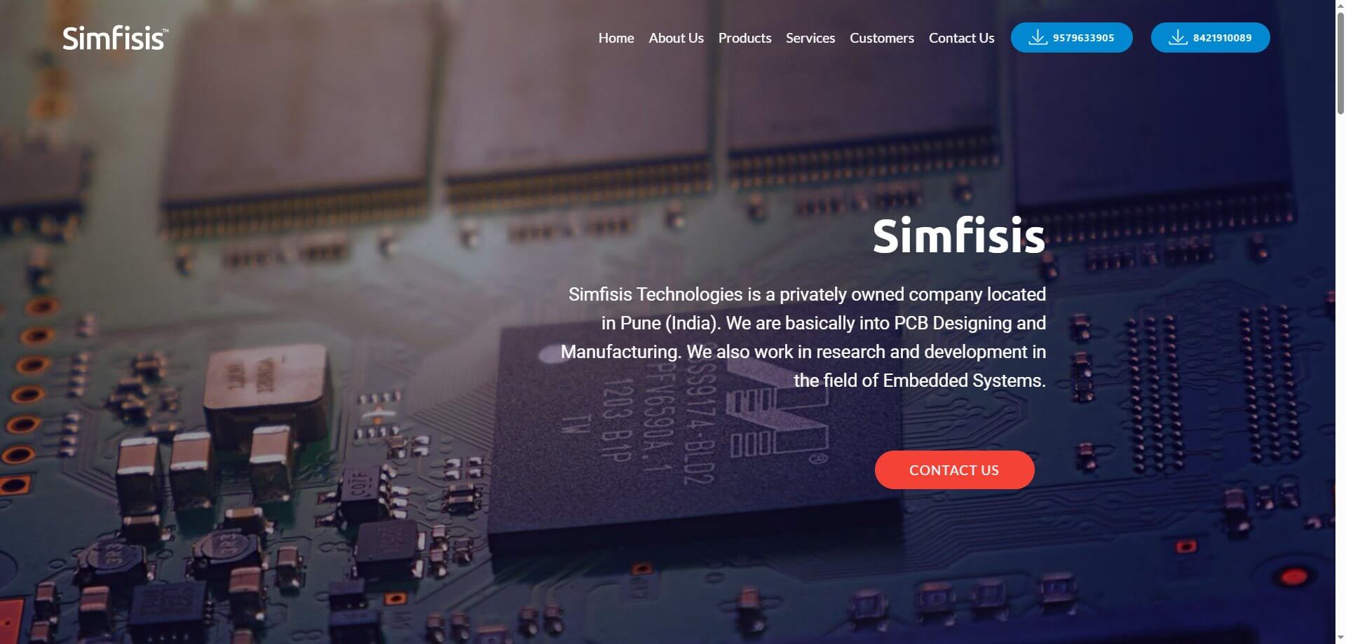 Screenshot of the Simfisis Technologies Official Website Homepage