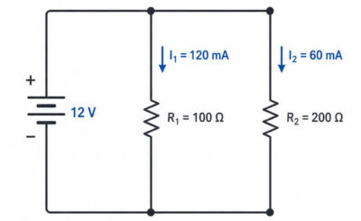 Diagrama de circuito de resistencias en un circuito paralelo