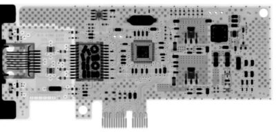 Una fotografía de una PCB revelada bajo iluminación de rayos X