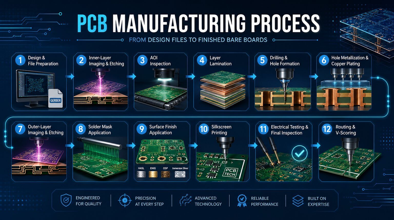 PCB manufacturing process diagram